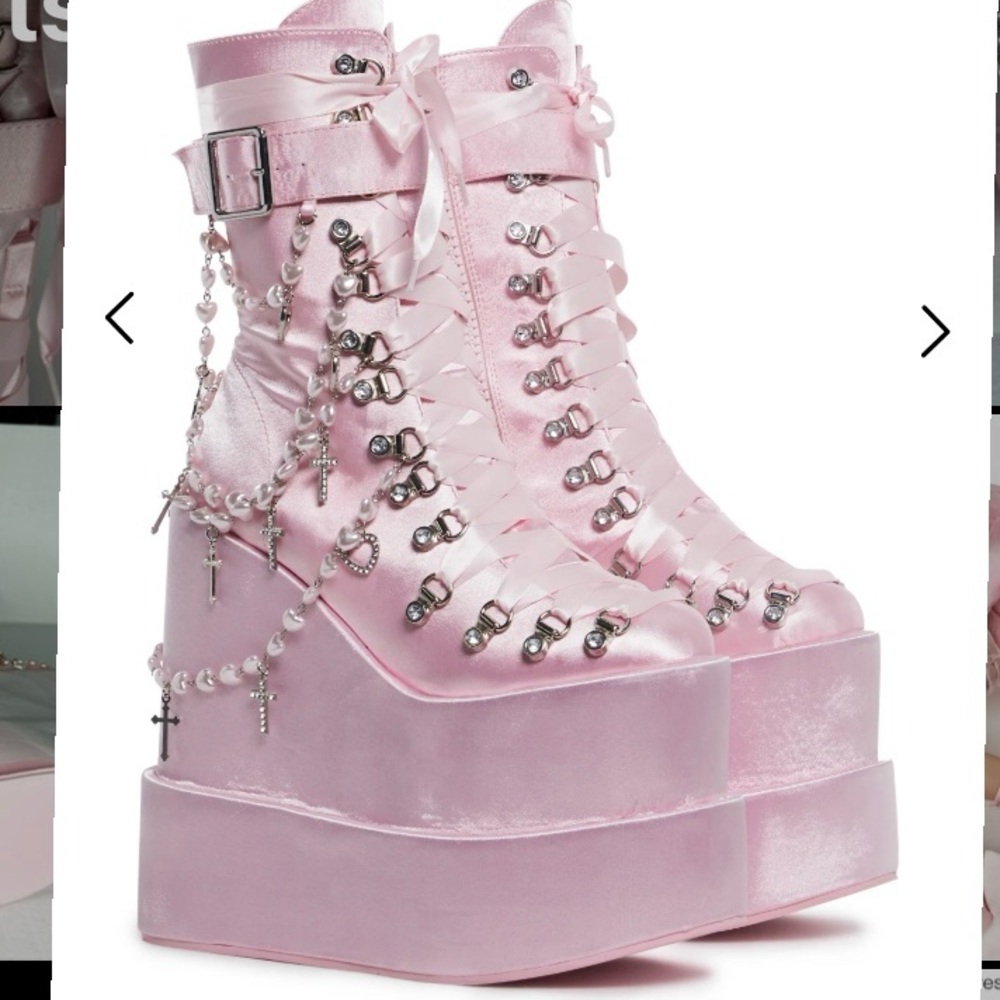 Sugar Thrillz Pink Holy Revelation Traitor Platform Boots - Picture 7 of 12